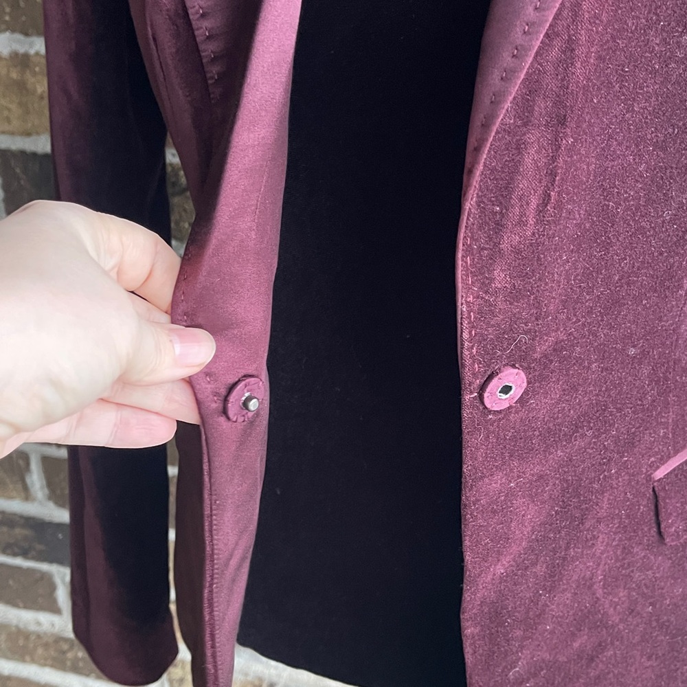 ELIE TAHARI Slate BurgundyRed Velvet Alena Woman’s Jacket Long Sleeve - Picture 4 of 10